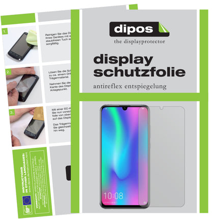 Matte Displayschutzfolie von dipos passend für Honor 10i, präziser Zuschnitt und blasenfrei montiert