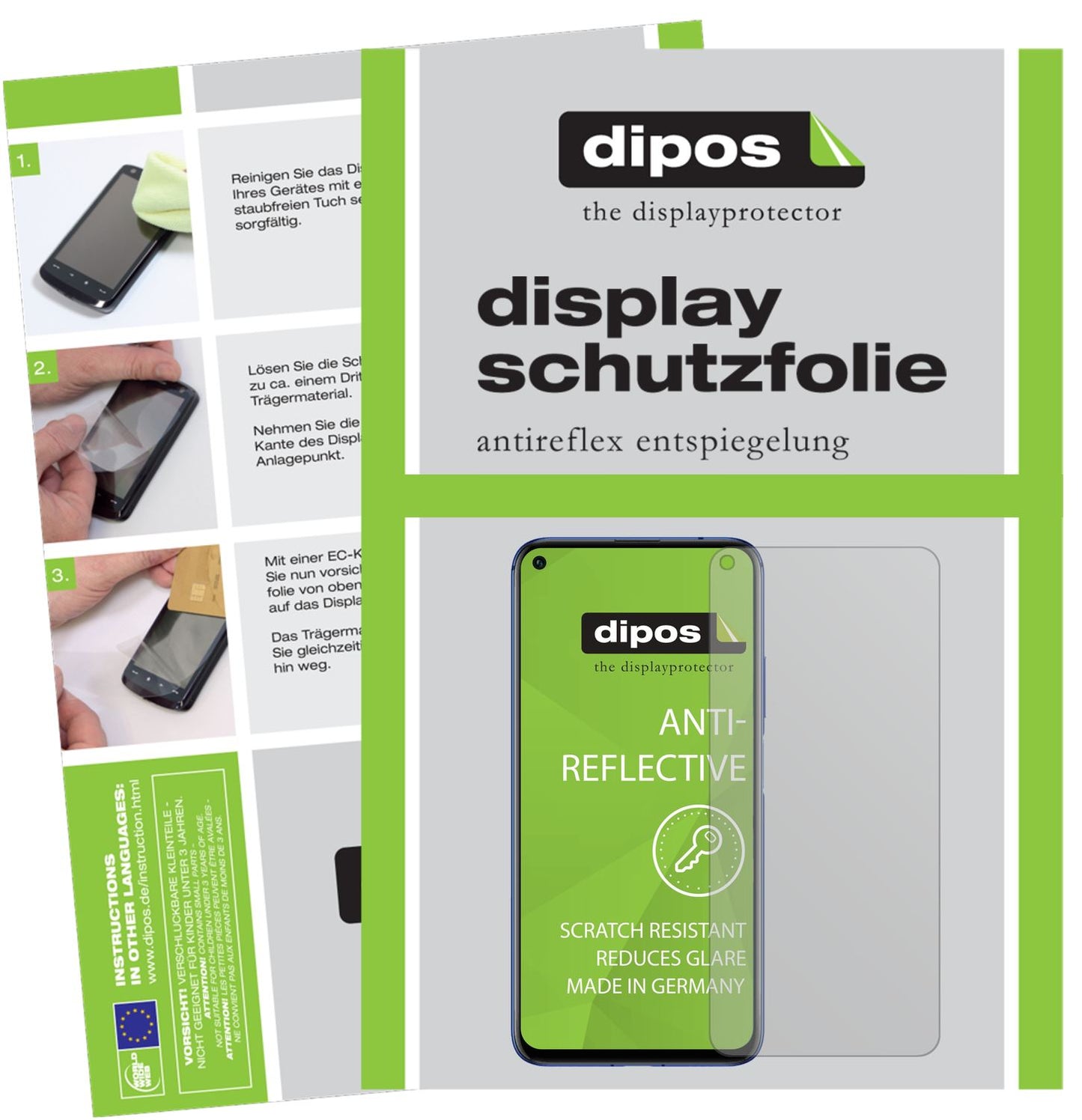 Matte Displayschutzfolie von dipos passend für Honor 20S, präziser Zuschnitt und blasenfrei montiert