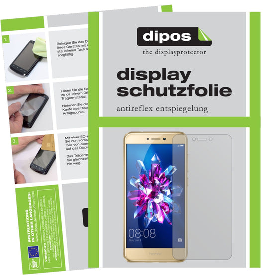 Matte Displayschutzfolie von dipos passend für Honor 8 Lite, präziser Zuschnitt und blasenfrei montiert