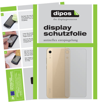 Matte Displayschutzfolie von dipos passend für Honor 8A Pro Rückseite, präziser Zuschnitt und blasenfrei montiert