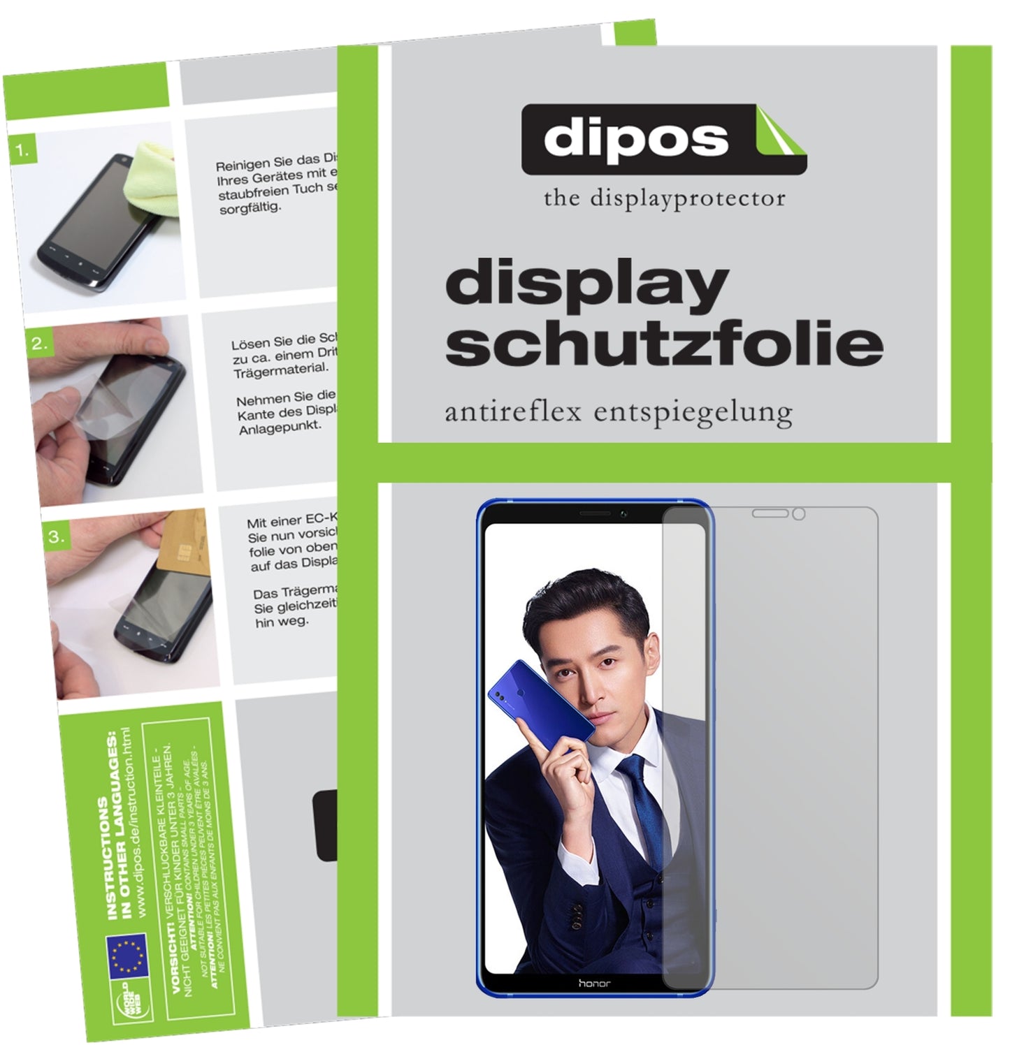 Matte Displayschutzfolie von dipos passend für Honor Note 10, präziser Zuschnitt und blasenfrei montiert
