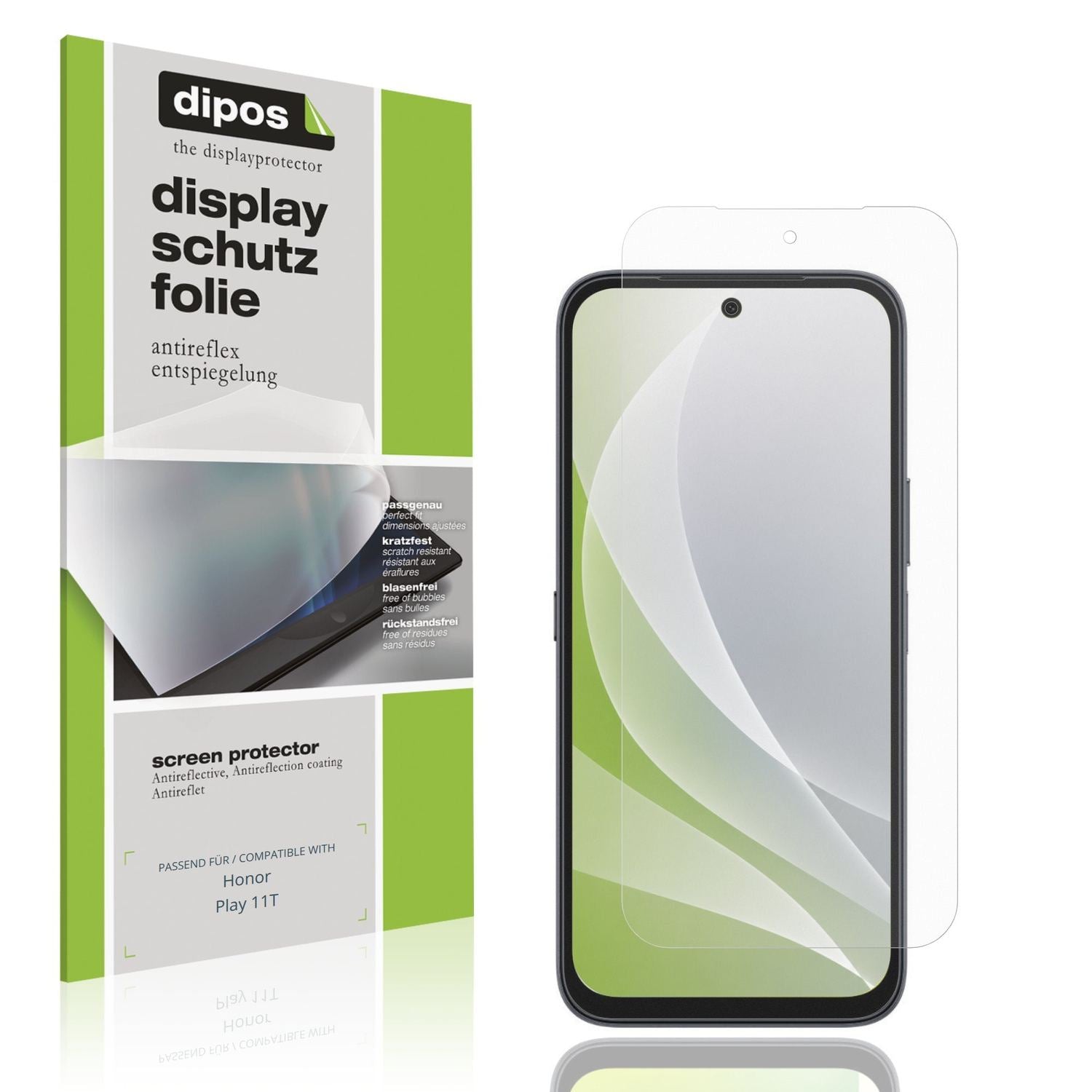 Matte Displayschutzfolie von dipos passend für Honor Play 11T, präziser Zuschnitt und blasenfrei montiert