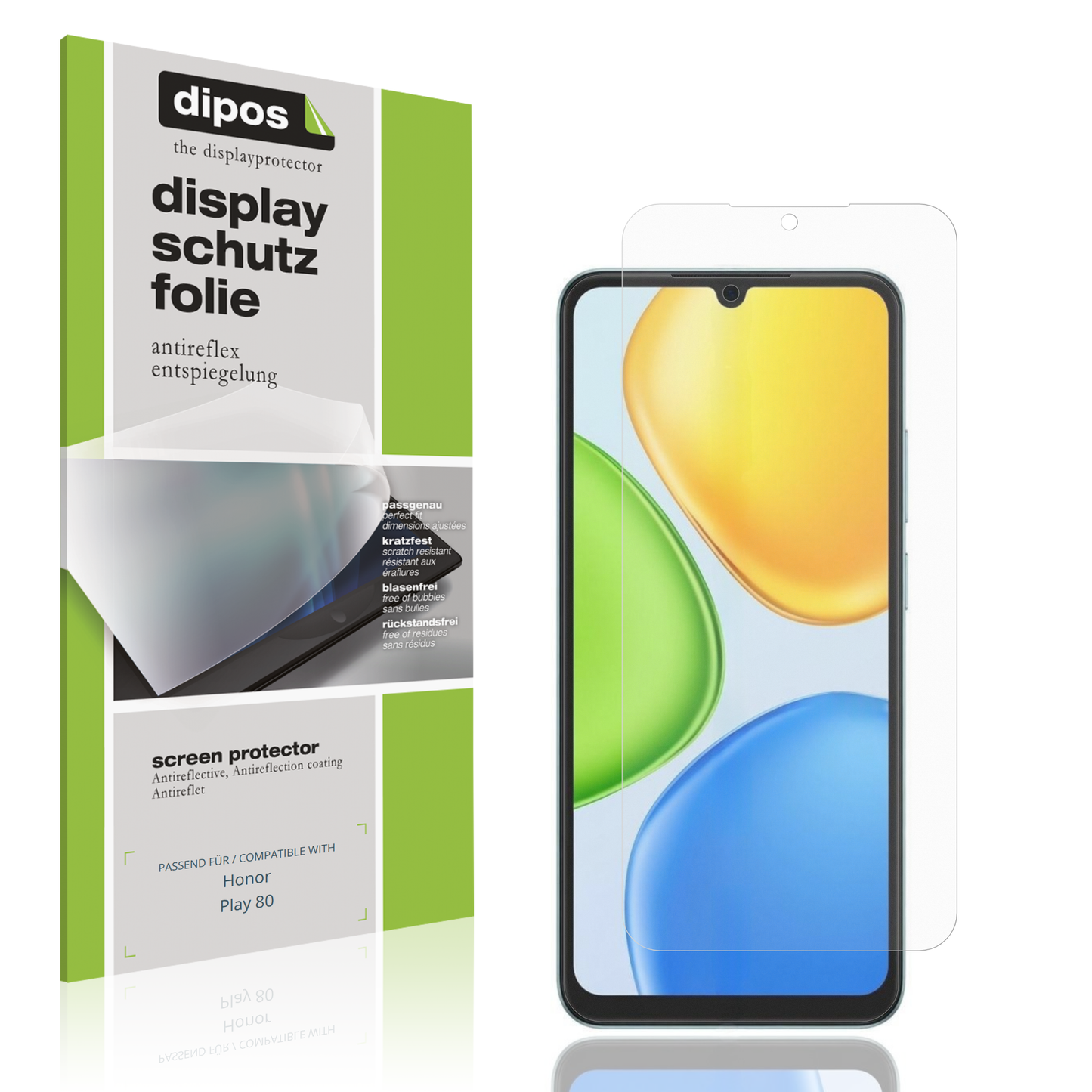 Matte Displayschutzfolie von dipos passend für Honor Play 80, präziser Zuschnitt und blasenfrei montiert