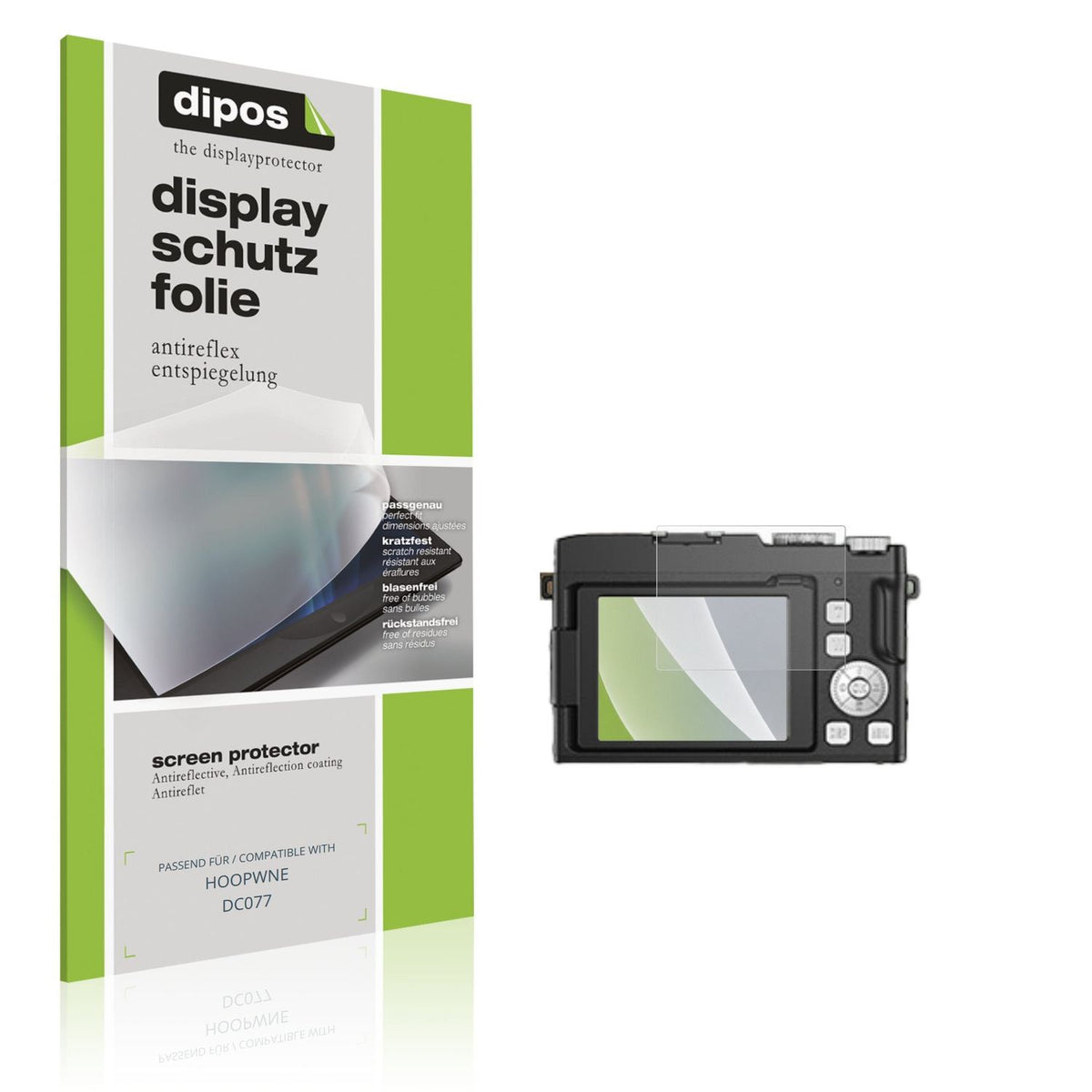 Matte Displayschutzfolie von dipos passend für HOOPWNE DC077, präziser Zuschnitt und blasenfrei montiert