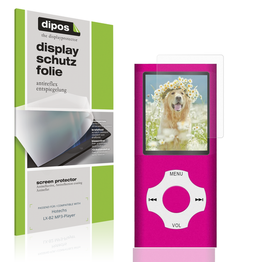 Matte Displayschutzfolie von dipos passend für Hotechs LX-B2 MP3-Player, präziser Zuschnitt und blasenfrei montiert