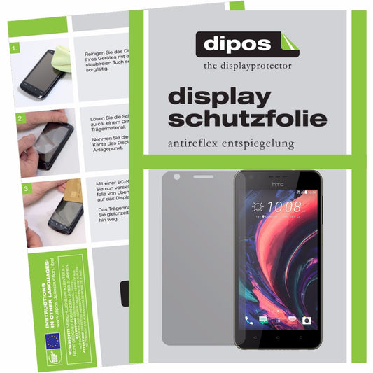 Matte Displayschutzfolie von dipos passend für HTC Desire 10 Lifestyle, präziser Zuschnitt und blasenfrei montiert