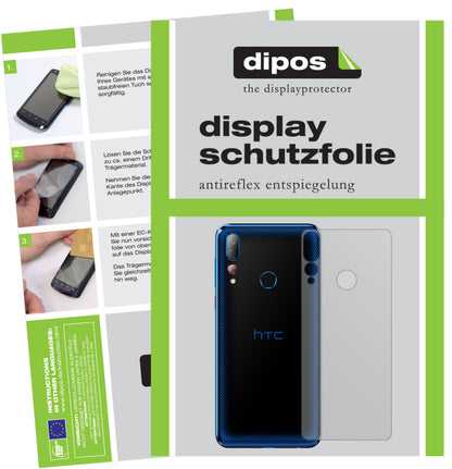 Matte Displayschutzfolie von dipos passend für HTC Desire 19 Plus Rückseite, präziser Zuschnitt und blasenfrei montiert