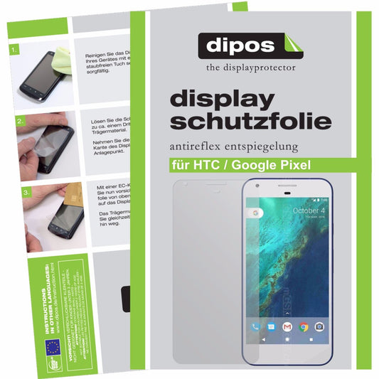 Matte Displayschutzfolie von dipos passend für HTC Pixel, präziser Zuschnitt und blasenfrei montiert