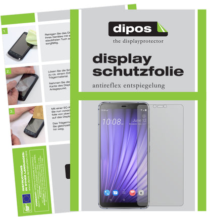 Matte Displayschutzfolie von dipos passend für HTC U19e, präziser Zuschnitt und blasenfrei montiert