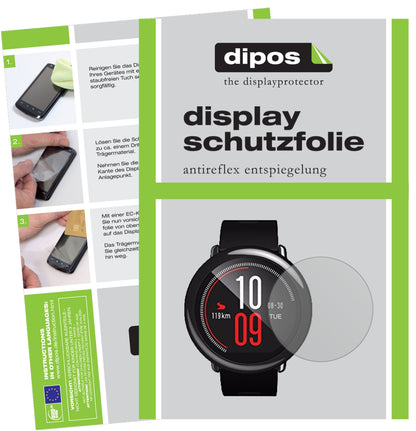 Matte Displayschutzfolie von dipos passend für Huami Amazfit Pace, präziser Zuschnitt und blasenfrei montiert