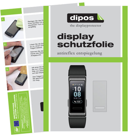 Matte Displayschutzfolie von dipos passend für Huawei Band 3 Pro, präziser Zuschnitt und blasenfrei montiert