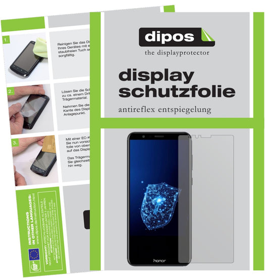 Matte Displayschutzfolie von dipos passend für Huawei Honor 7X, präziser Zuschnitt und blasenfrei montiert