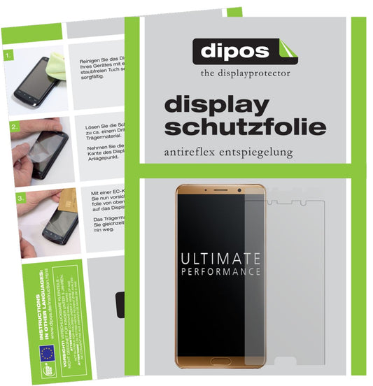 Matte Displayschutzfolie von dipos passend für Huawei Mate 10, präziser Zuschnitt und blasenfrei montiert