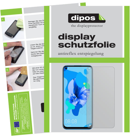 Matte Displayschutzfolie von dipos passend für Huawei nova 5, präziser Zuschnitt und blasenfrei montiert