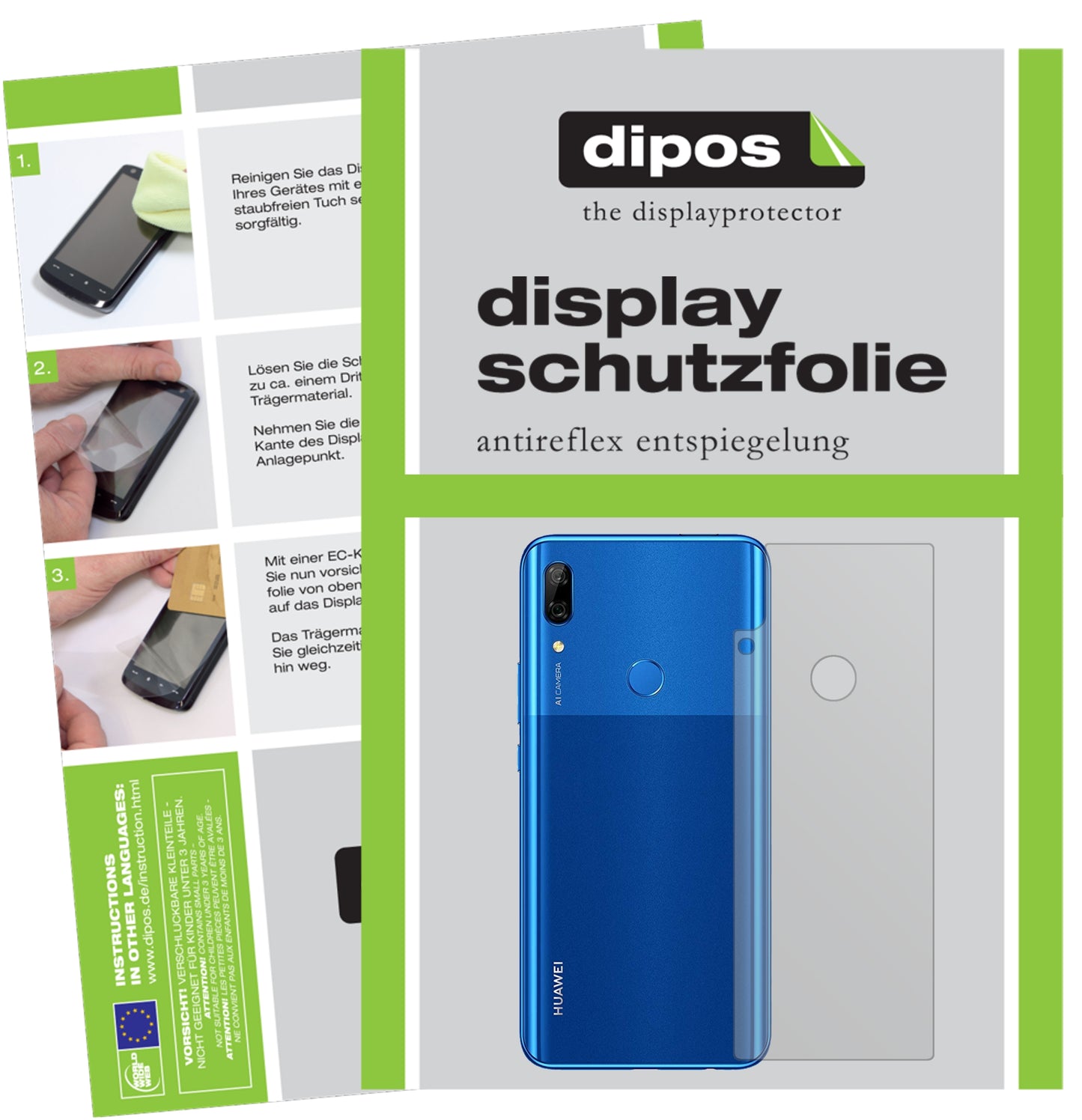 Matte Displayschutzfolie von dipos passend für Huawei P Smart Pro (2020) Rückseite, präziser Zuschnitt und blasenfrei montiert