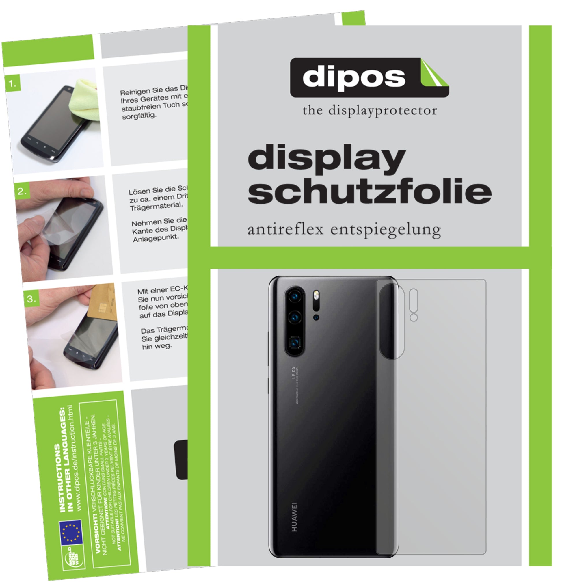 Matte Displayschutzfolie von dipos passend für Huawei P30 Pro New Edition Rückseite, präziser Zuschnitt und blasenfrei montiert