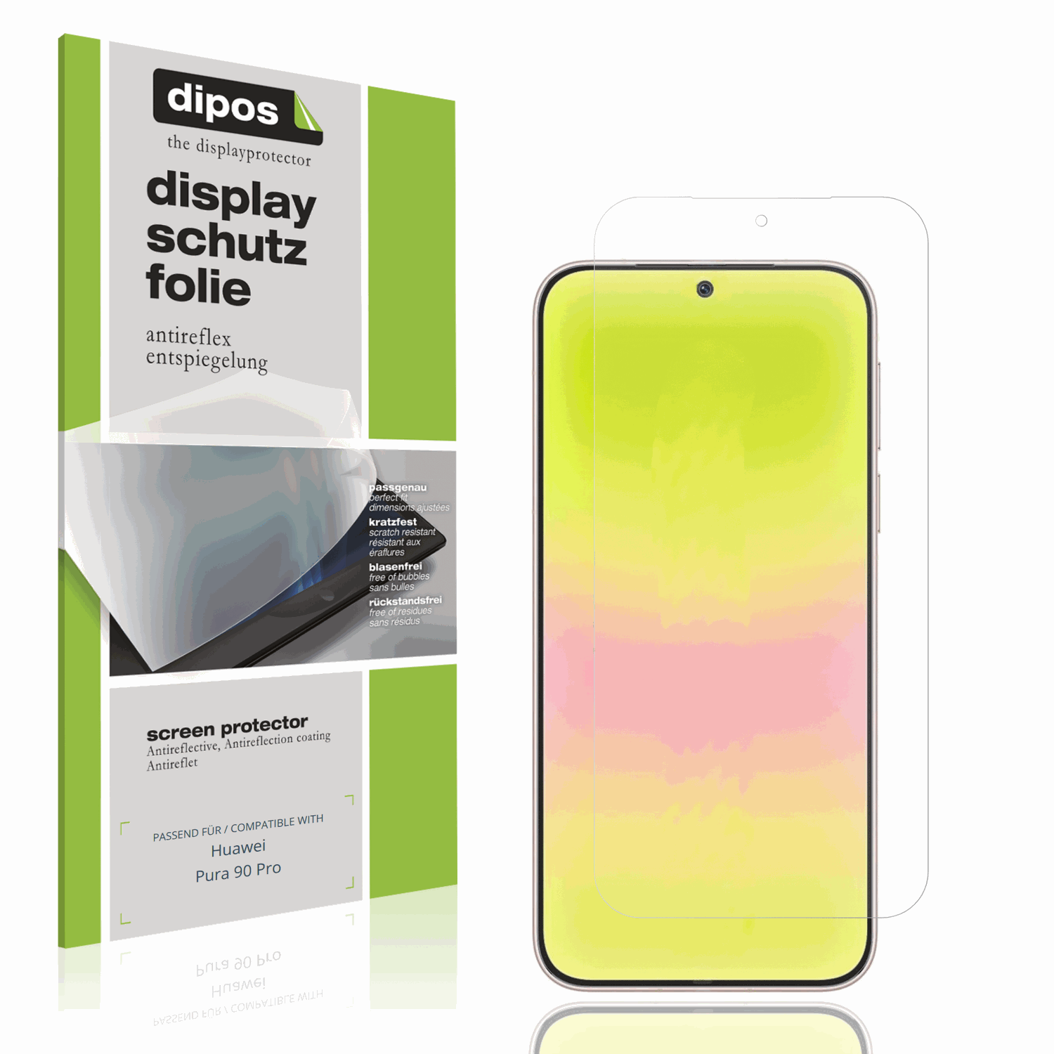 Matte Displayschutzfolie von dipos passend für Huawei Pura 90 Pro, präziser Zuschnitt und blasenfrei montiert