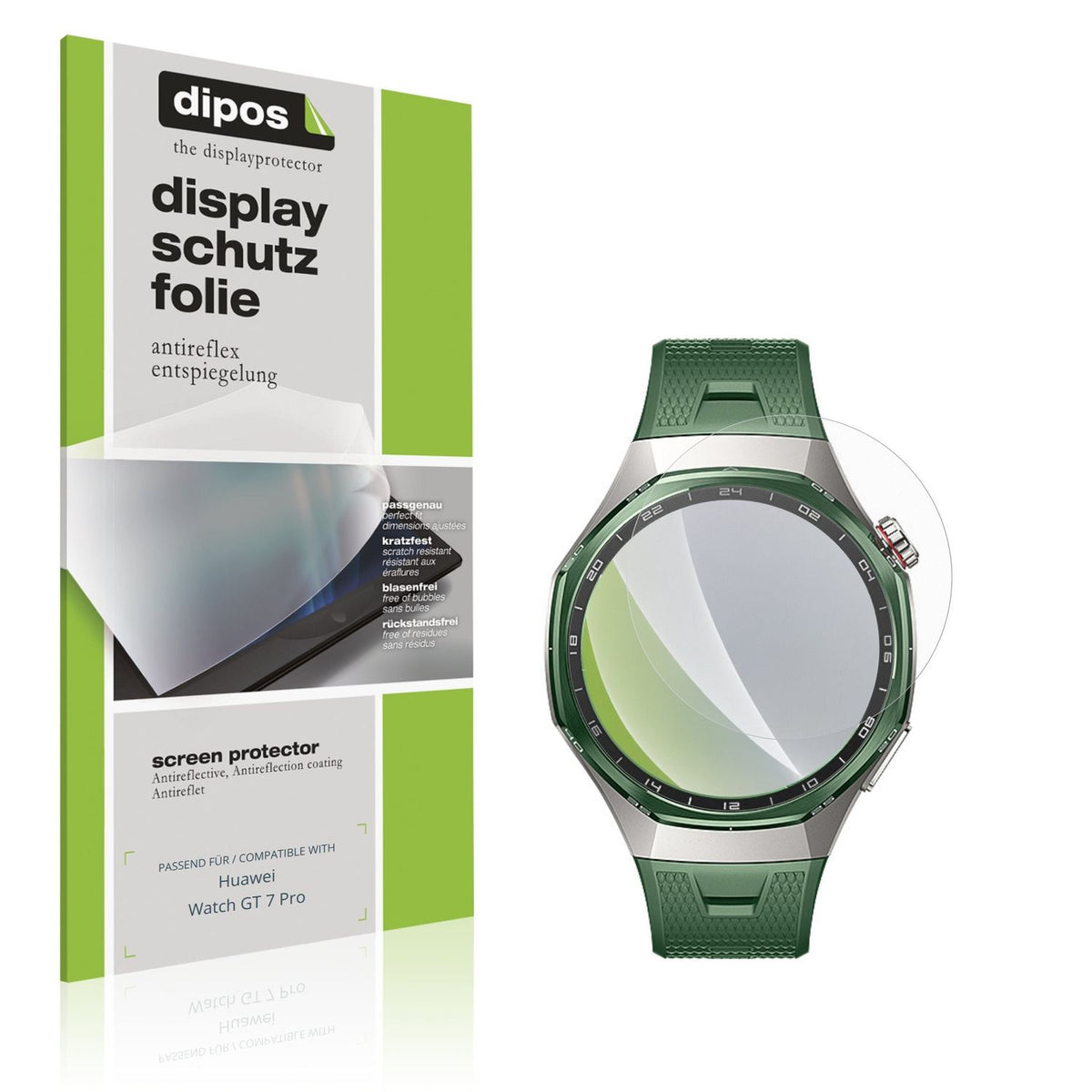 Matte Displayschutzfolie von dipos passend für Huawei Watch GT 7 Pro, präziser Zuschnitt und blasenfrei montiert