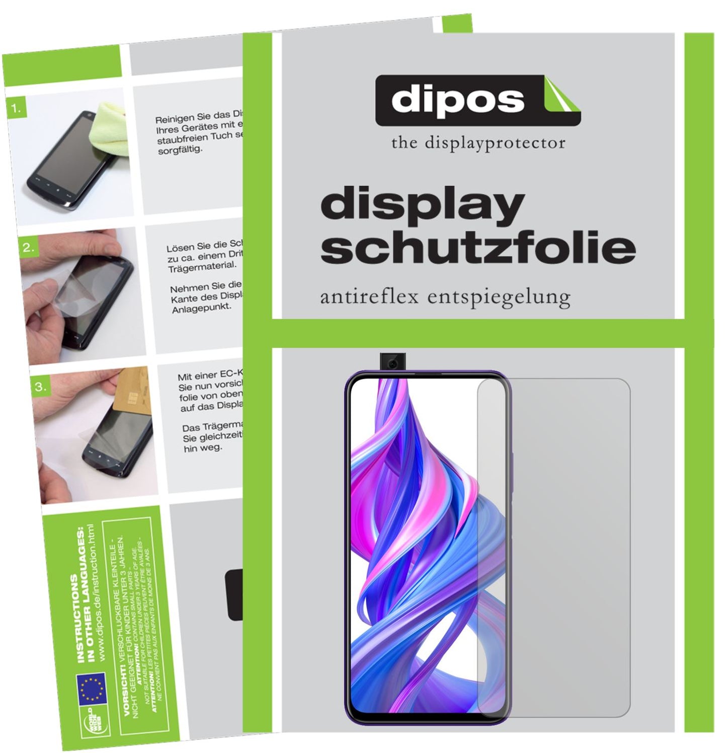 Matte Displayschutzfolie von dipos passend für Huawei Y9s, präziser Zuschnitt und blasenfrei montiert