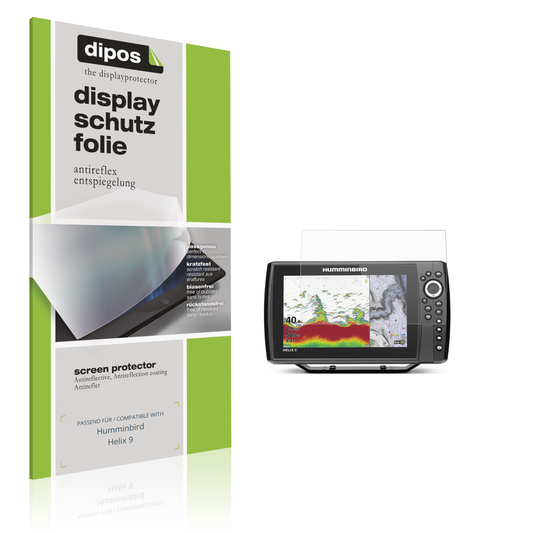 Matte Displayschutzfolie von dipos passend für Humminbird Helix 9, präziser Zuschnitt und blasenfrei montiert