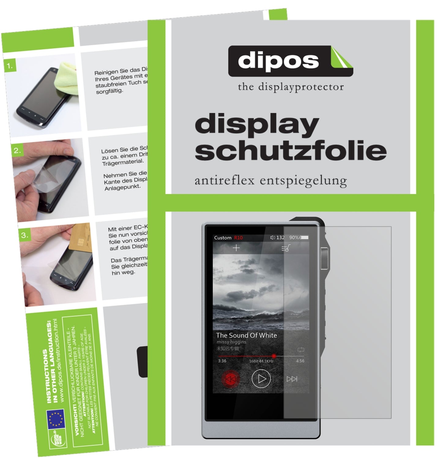 Matte Displayschutzfolie von dipos passend für iBasso DX200, präziser Zuschnitt und blasenfrei montiert