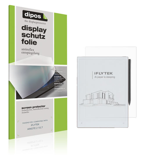 Matte Displayschutzfolie von dipos passend für iFLYTEK AINOTE 2 10.7, präziser Zuschnitt und blasenfrei montiert