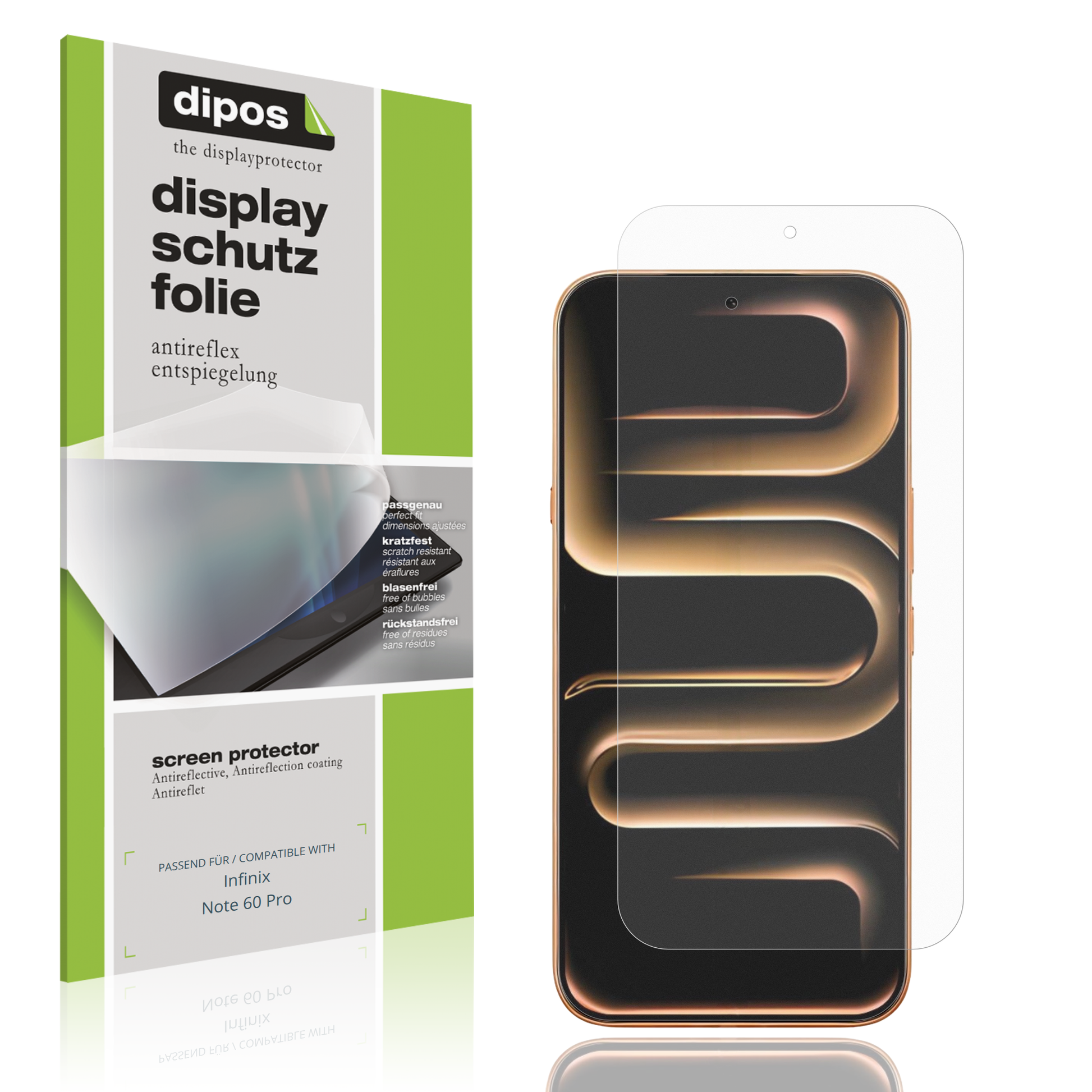 Matte Displayschutzfolie von dipos passend für Infinix Note 60 Pro, präziser Zuschnitt und blasenfrei montiert