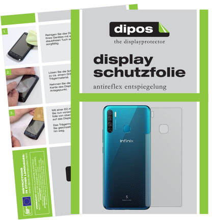 Matte Displayschutzfolie von dipos passend für Infinix S5 Rückseite, präziser Zuschnitt und blasenfrei montiert