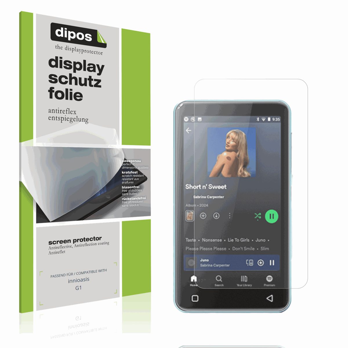 Matte Displayschutzfolie von dipos passend für innioasis G1, präziser Zuschnitt und blasenfrei montiert