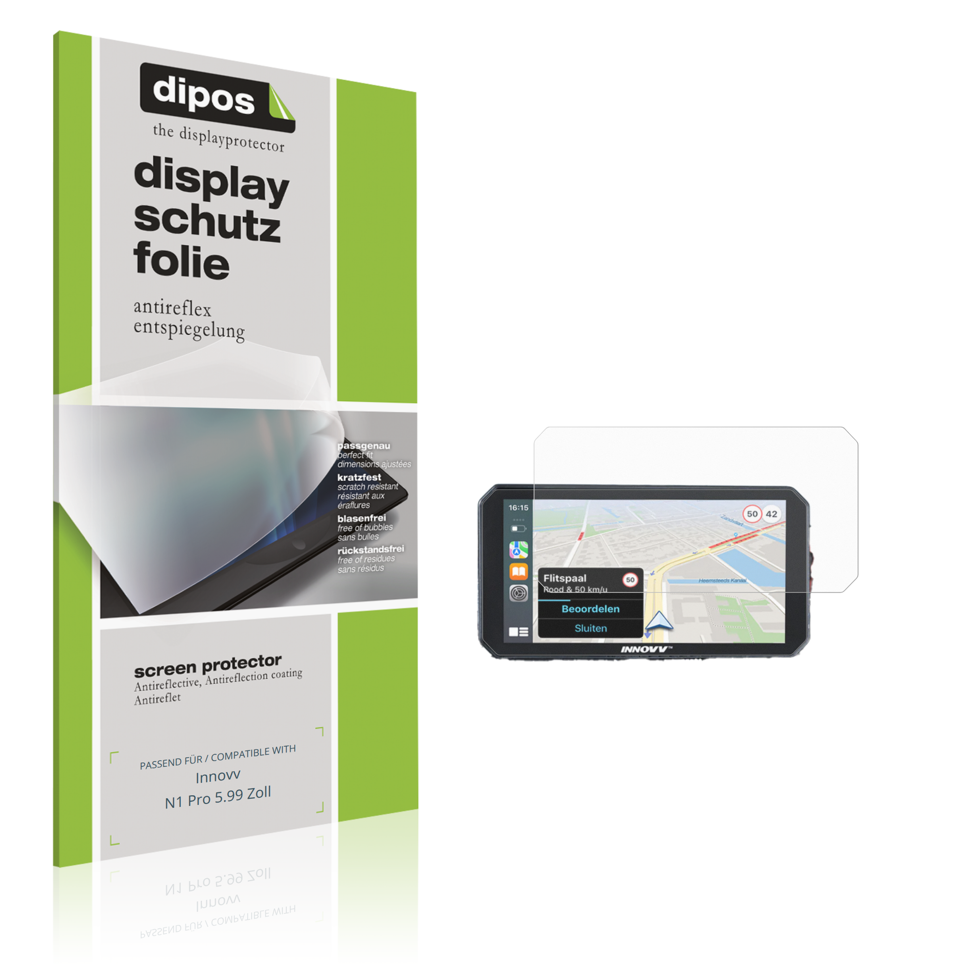 Matte Displayschutzfolie von dipos passend für Innovv N1 Pro 5.99 Zoll, präziser Zuschnitt und blasenfrei montiert