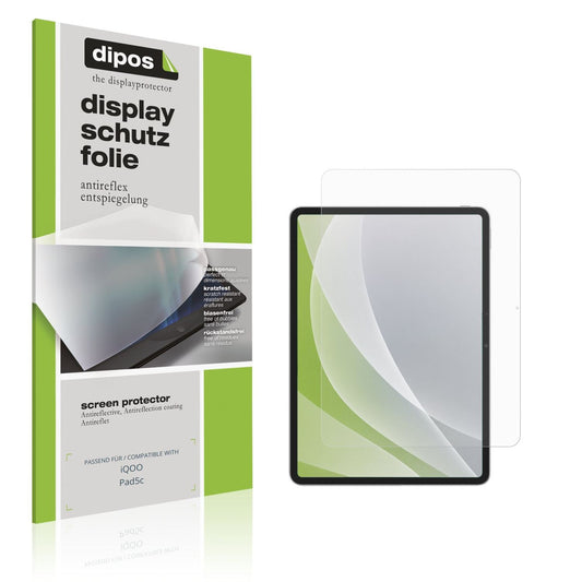 Matte Displayschutzfolie von dipos passend für iQOO Pad5c, präziser Zuschnitt und blasenfrei montiert