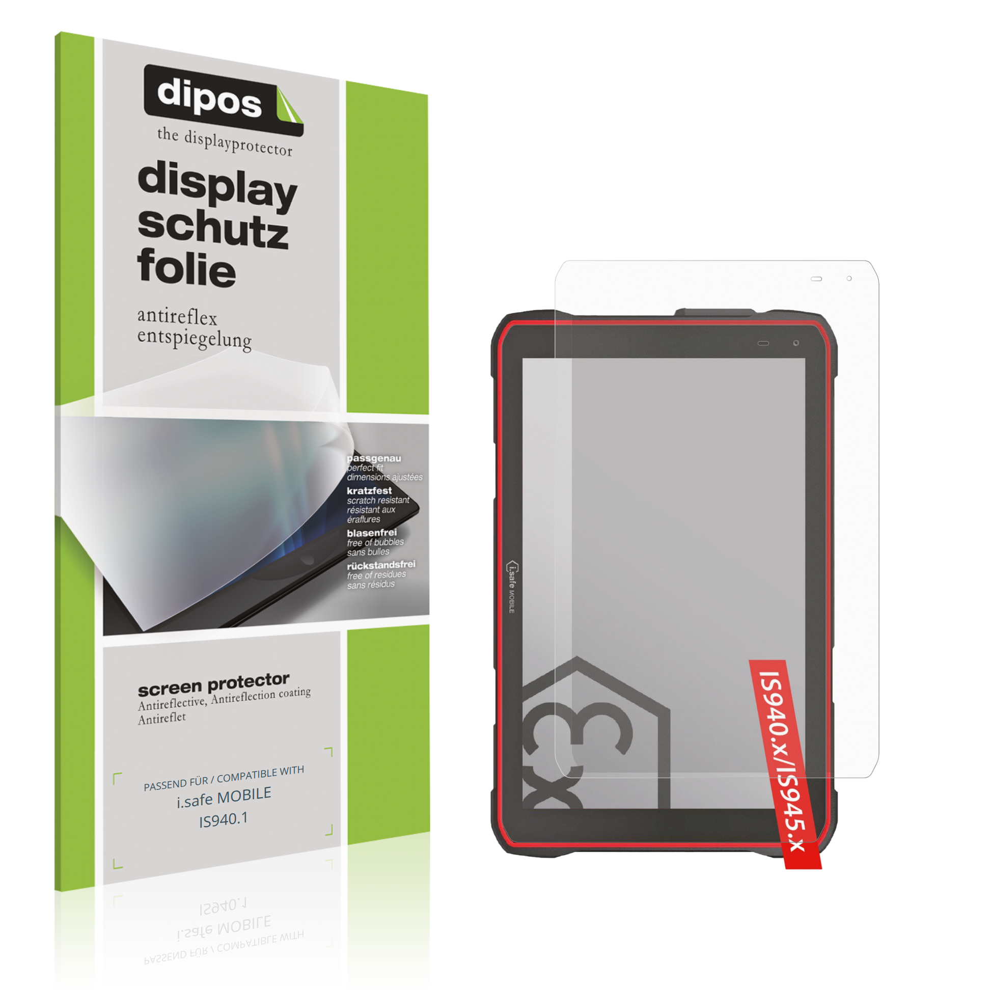 Matte Displayschutzfolie von dipos passend für i.safe MOBILE IS940.1, präziser Zuschnitt und blasenfrei montiert