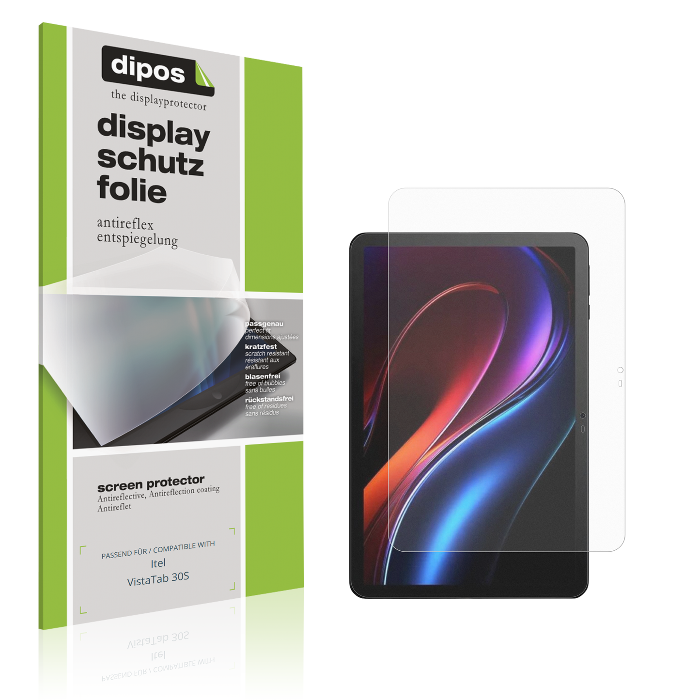 Matte Displayschutzfolie von dipos passend für Itel VistaTab 30S, präziser Zuschnitt und blasenfrei montiert