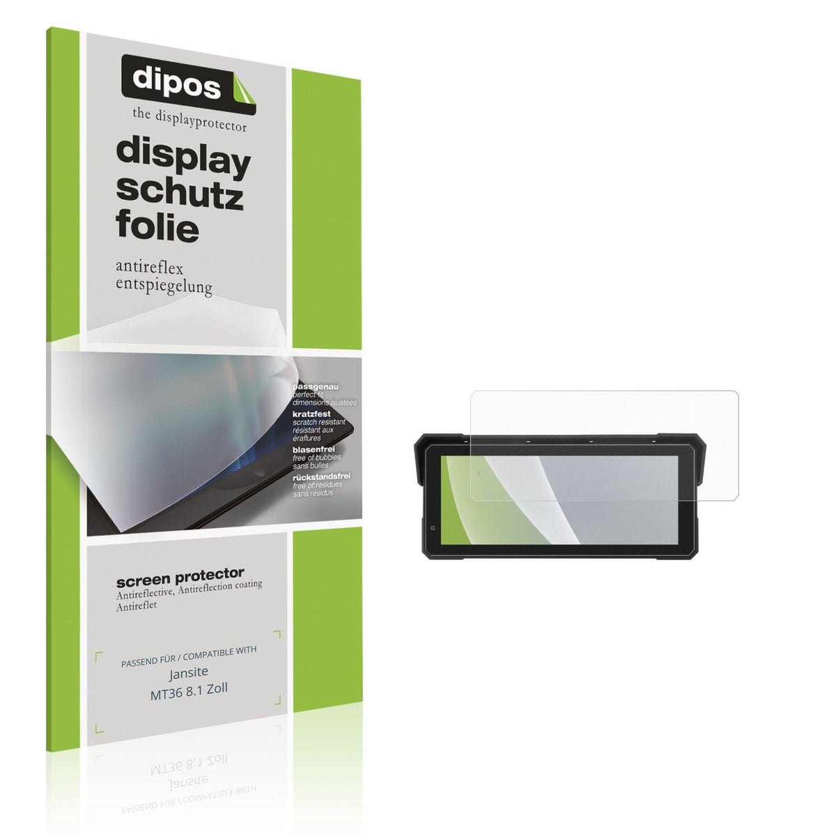 Matte Displayschutzfolie von dipos passend für Jansite MT36 8.1 Zoll, präziser Zuschnitt und blasenfrei montiert
