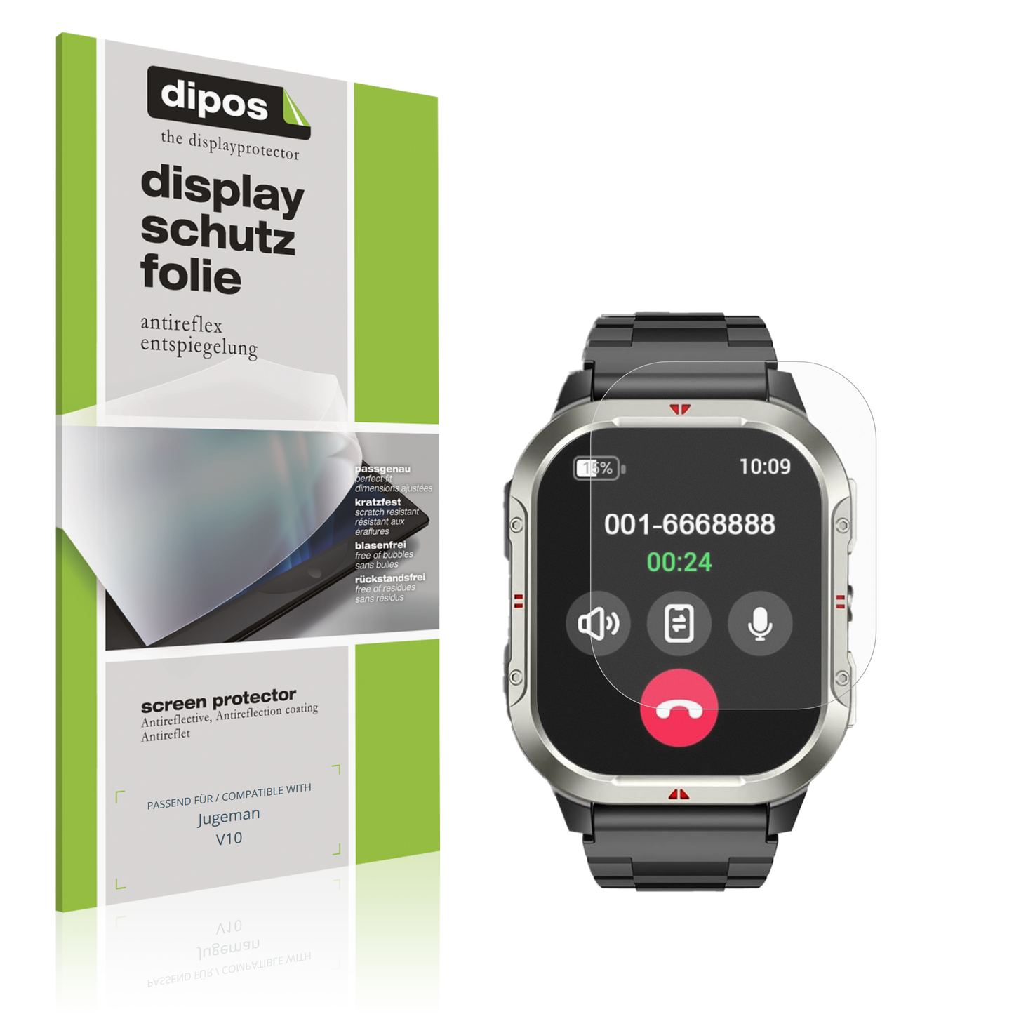 Matte Displayschutzfolie von dipos passend für Jugeman V10, präziser Zuschnitt und blasenfrei montiert