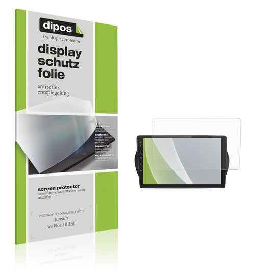 Matte Displayschutzfolie von dipos passend für Junsun V2 Plus 10 Zoll, präziser Zuschnitt und blasenfrei montiert