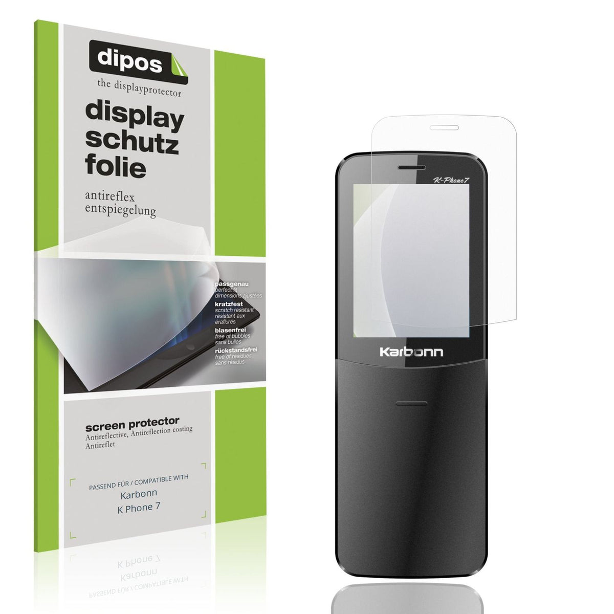 Matte Displayschutzfolie von dipos passend für Karbonn K Phone 7, präziser Zuschnitt und blasenfrei montiert