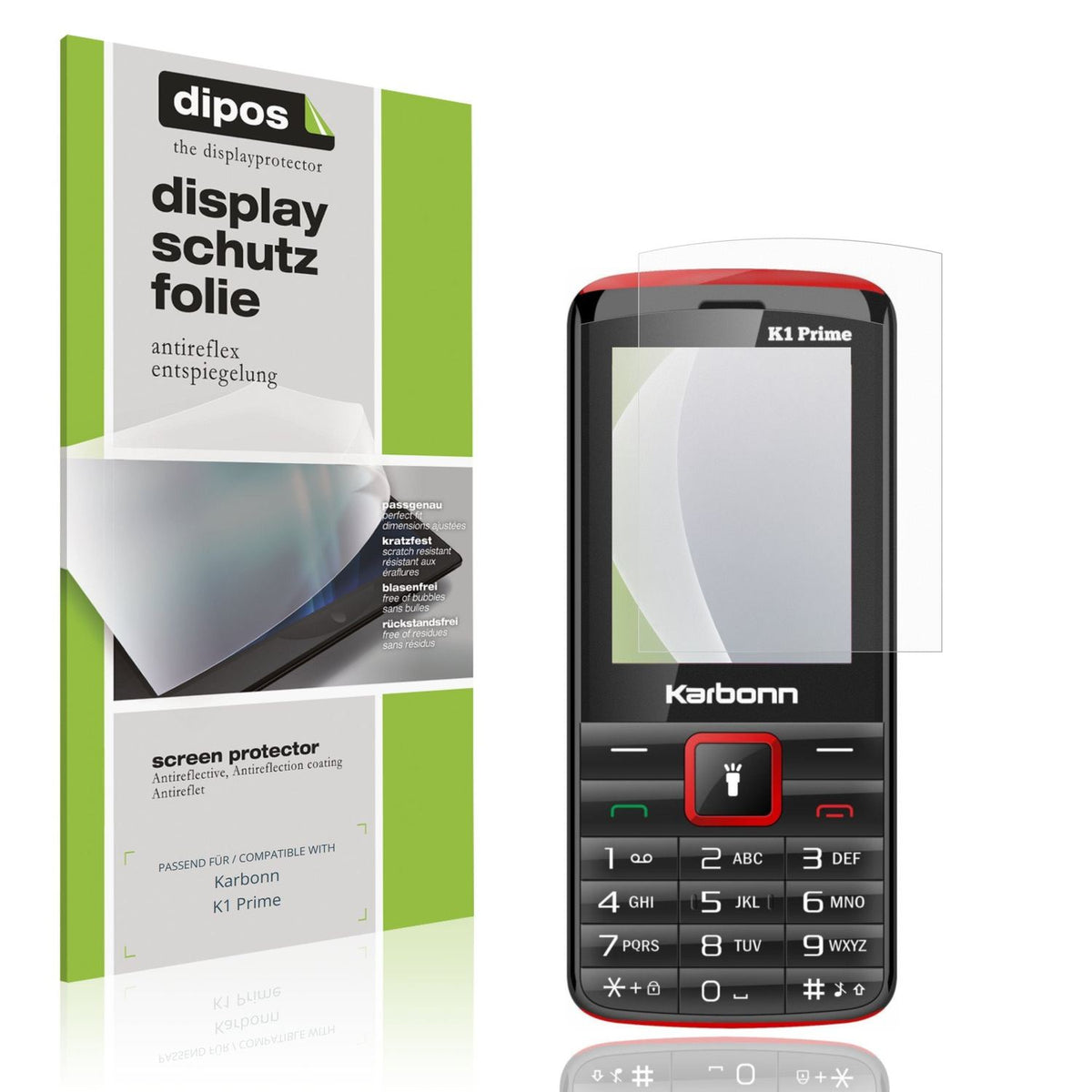 Matte Displayschutzfolie von dipos passend für Karbonn K1 Prime, präziser Zuschnitt und blasenfrei montiert