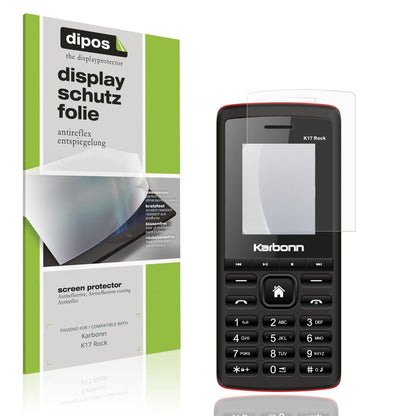 Matte Displayschutzfolie von dipos passend für Karbonn K17 Rock, präziser Zuschnitt und blasenfrei montiert