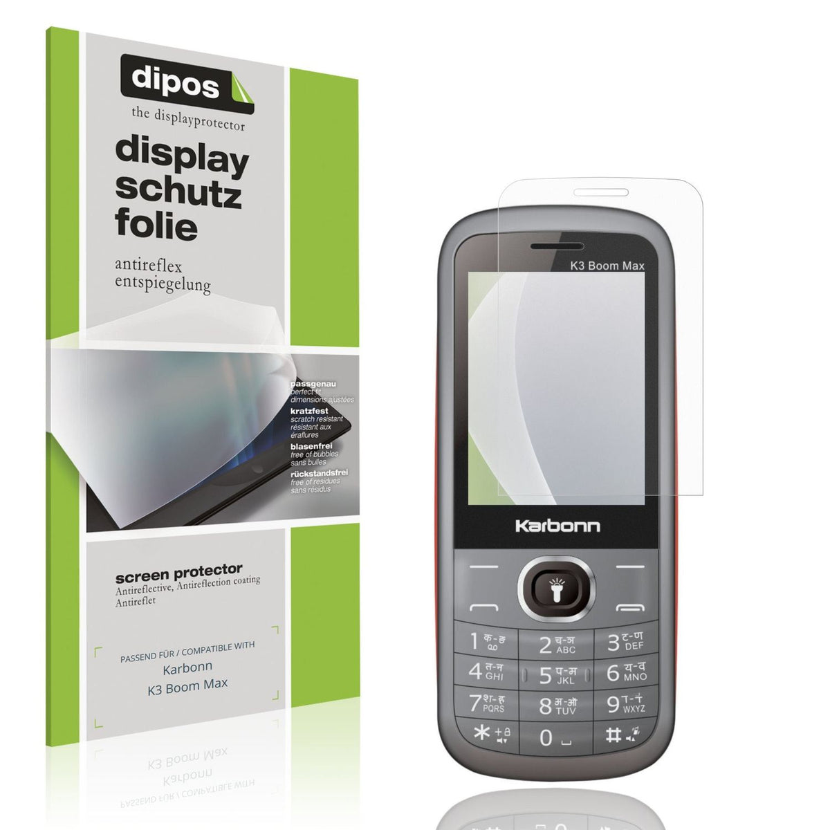 Matte Displayschutzfolie von dipos passend für Karbonn K3 Boom Max, präziser Zuschnitt und blasenfrei montiert