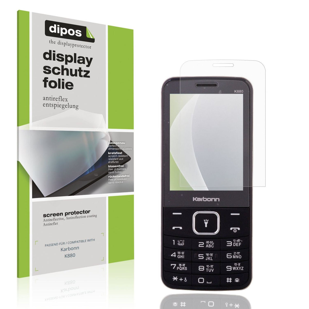 Matte Displayschutzfolie von dipos passend für Karbonn K880, präziser Zuschnitt und blasenfrei montiert