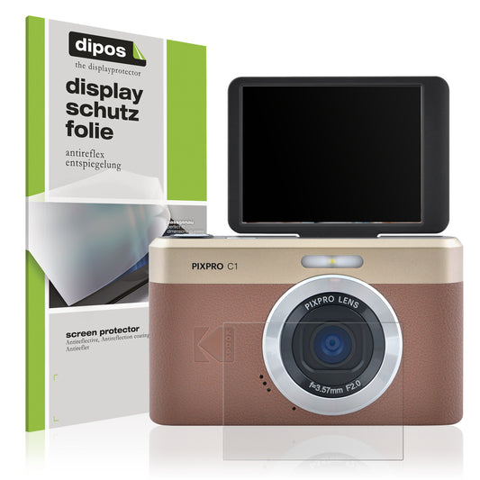 Matte Displayschutzfolie von dipos passend für Kodak Pixpro C1, präziser Zuschnitt und blasenfrei montiert