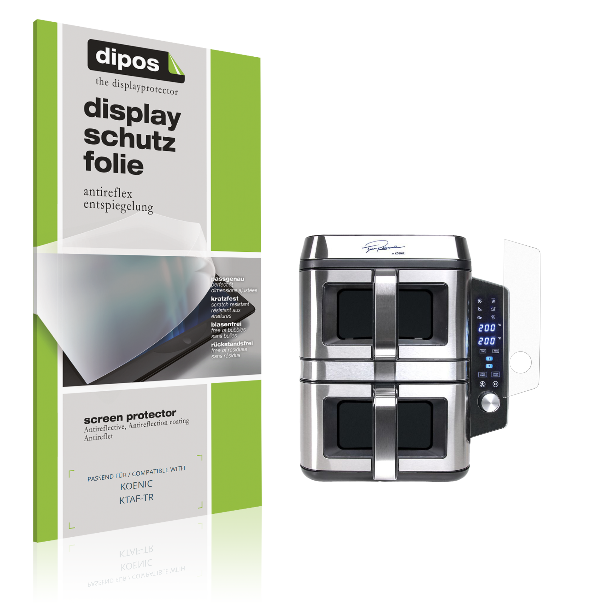 Matte Displayschutzfolie von dipos passend für KOENIC KTAF-TR, präziser Zuschnitt und blasenfrei montiert