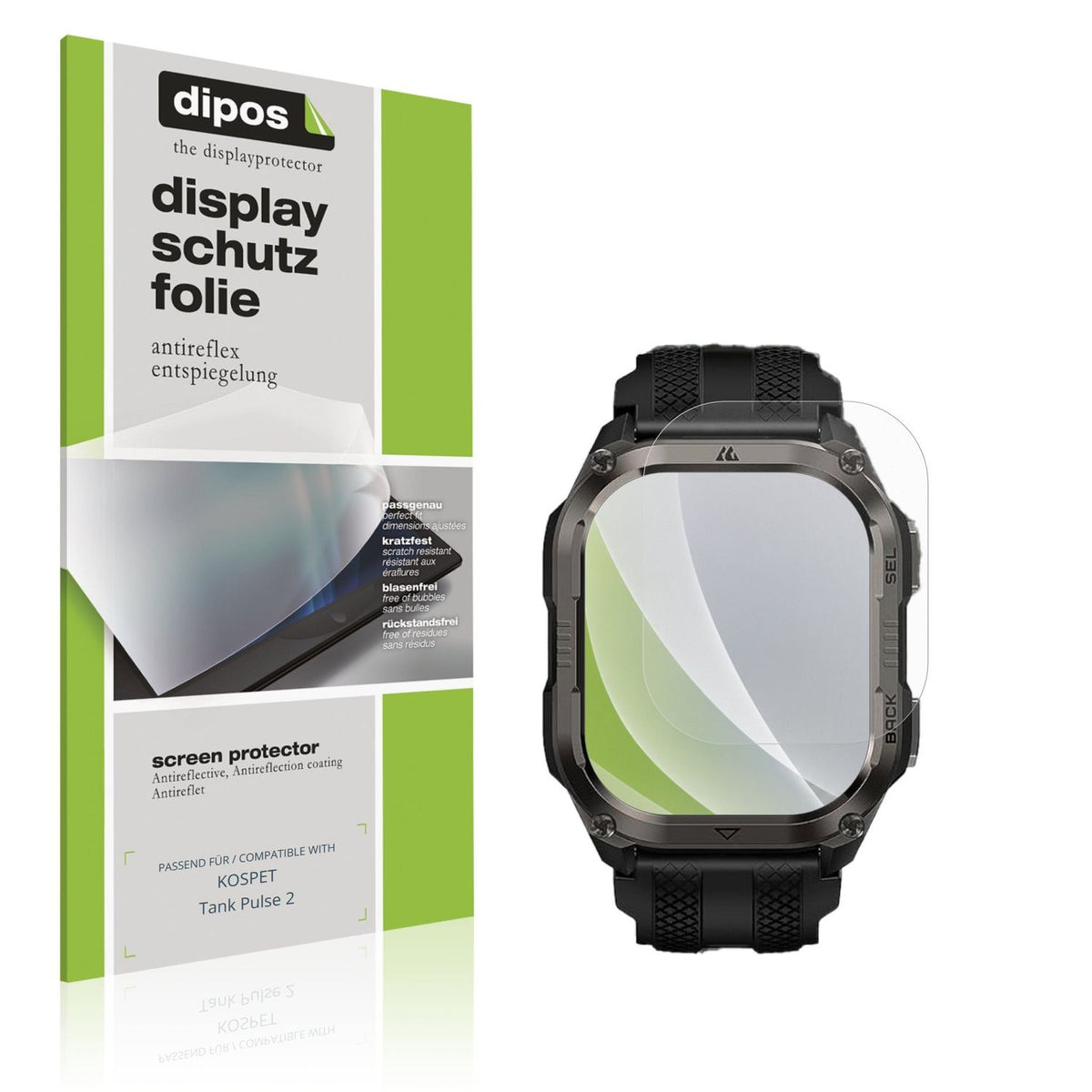 Matte Displayschutzfolie von dipos passend für KOSPET Tank Pulse 2, präziser Zuschnitt und blasenfrei montiert