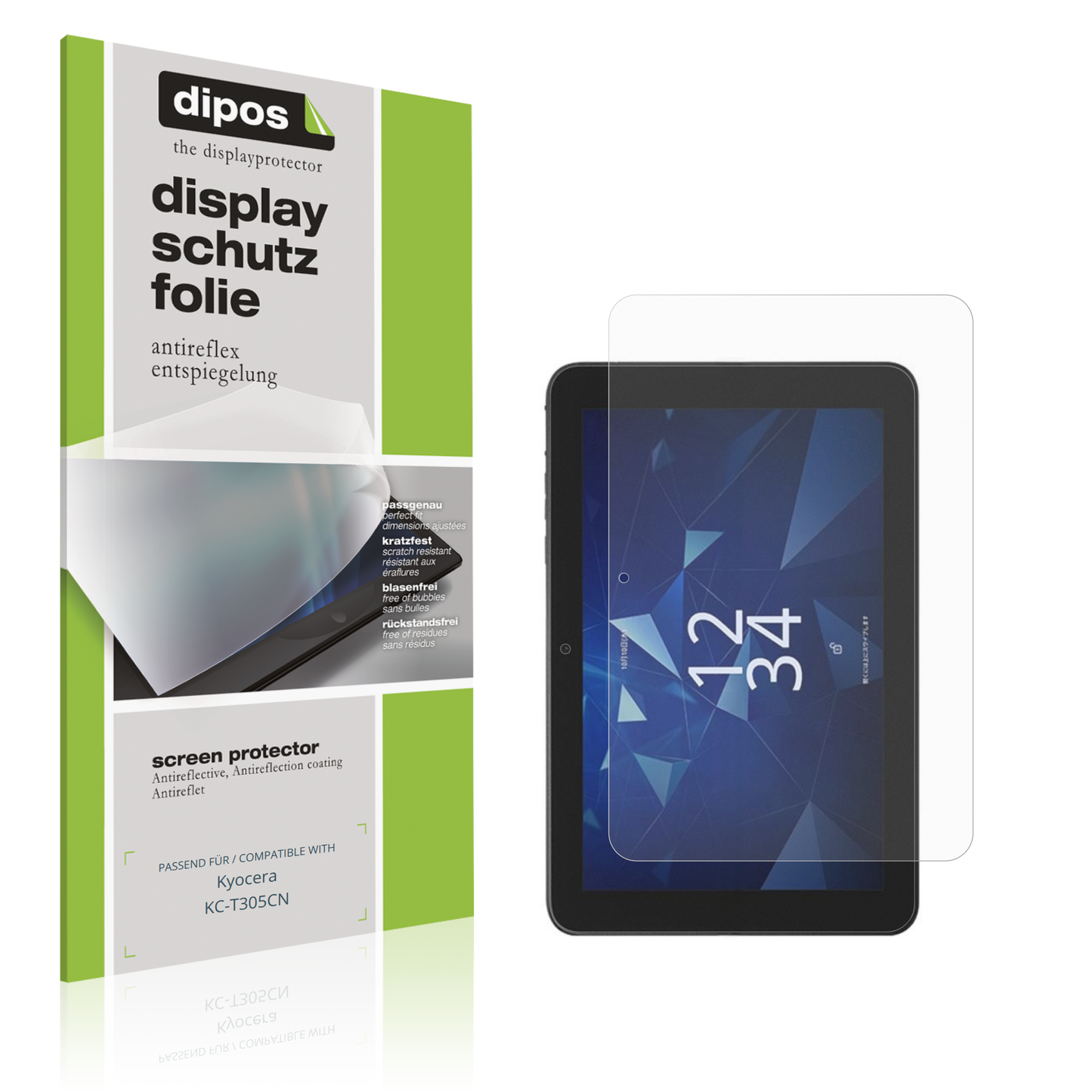 Matte Displayschutzfolie von dipos passend für Kyocera KC-T305CN, präziser Zuschnitt und blasenfrei montiert