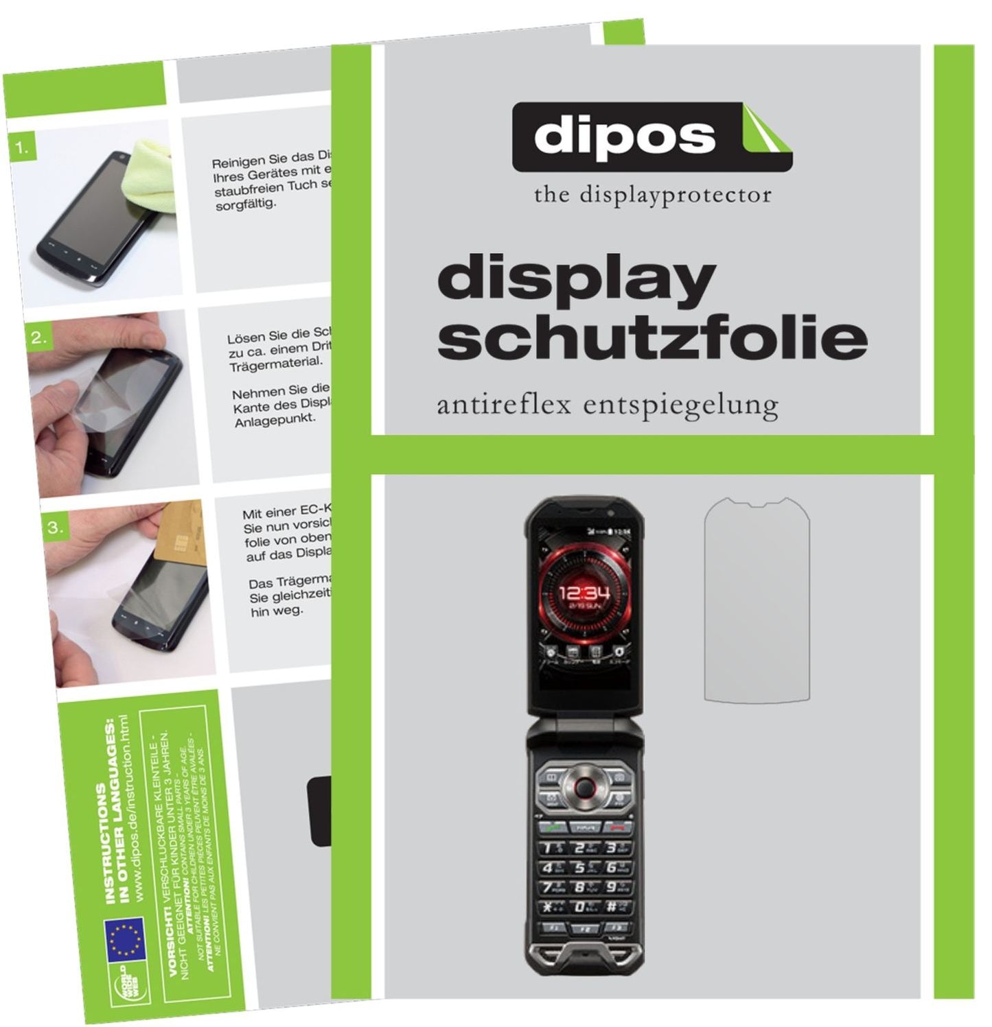 Matte Displayschutzfolie von dipos passend für Kyocera Torque X01, präziser Zuschnitt und blasenfrei montiert