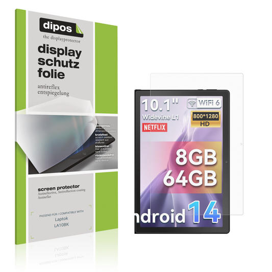 Matte Displayschutzfolie von dipos passend für Laptok LA10BK, präziser Zuschnitt und blasenfrei montiert