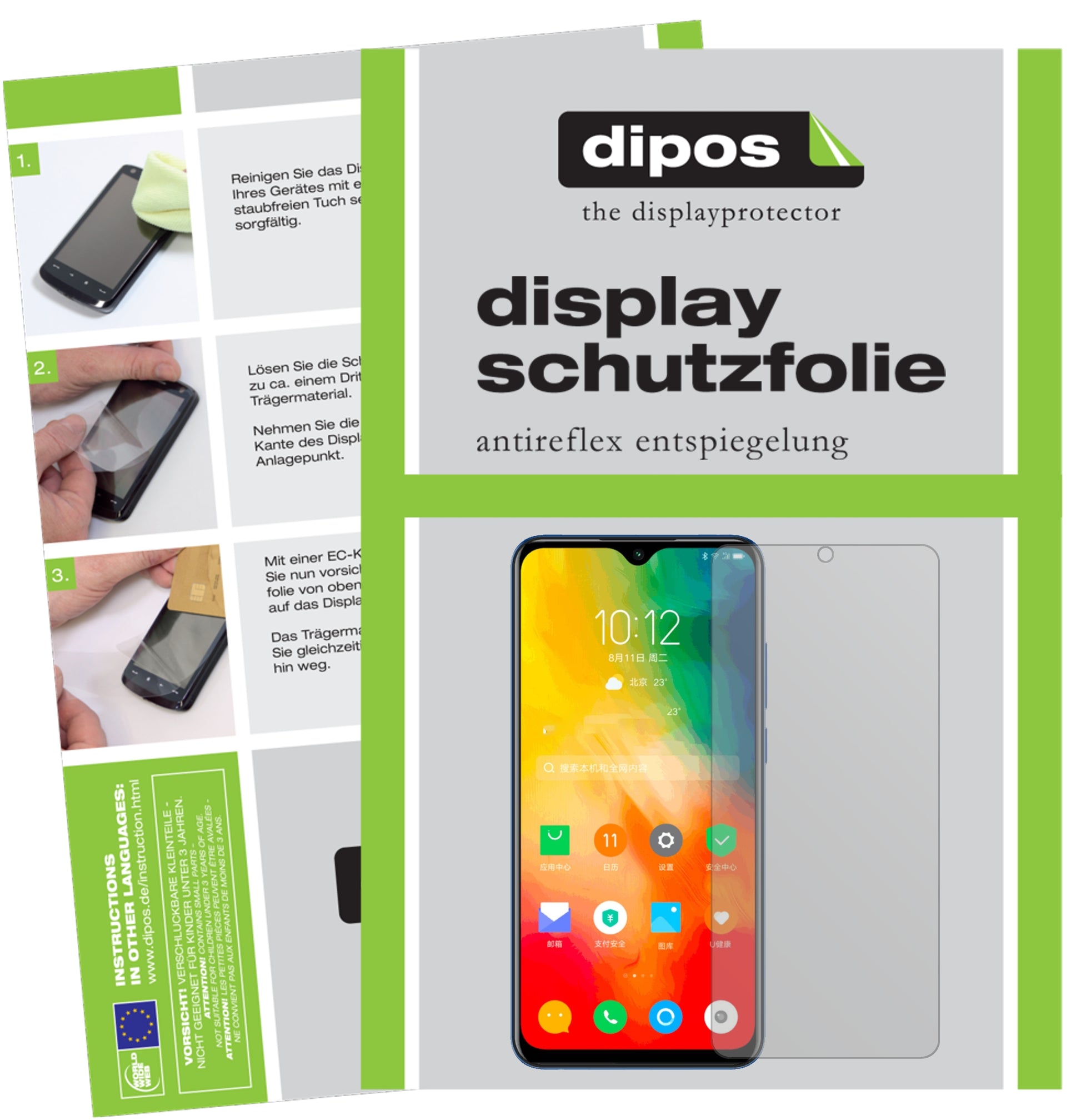 Matte Displayschutzfolie von dipos passend für Lenovo K6 Enjoy, präziser Zuschnitt und blasenfrei montiert