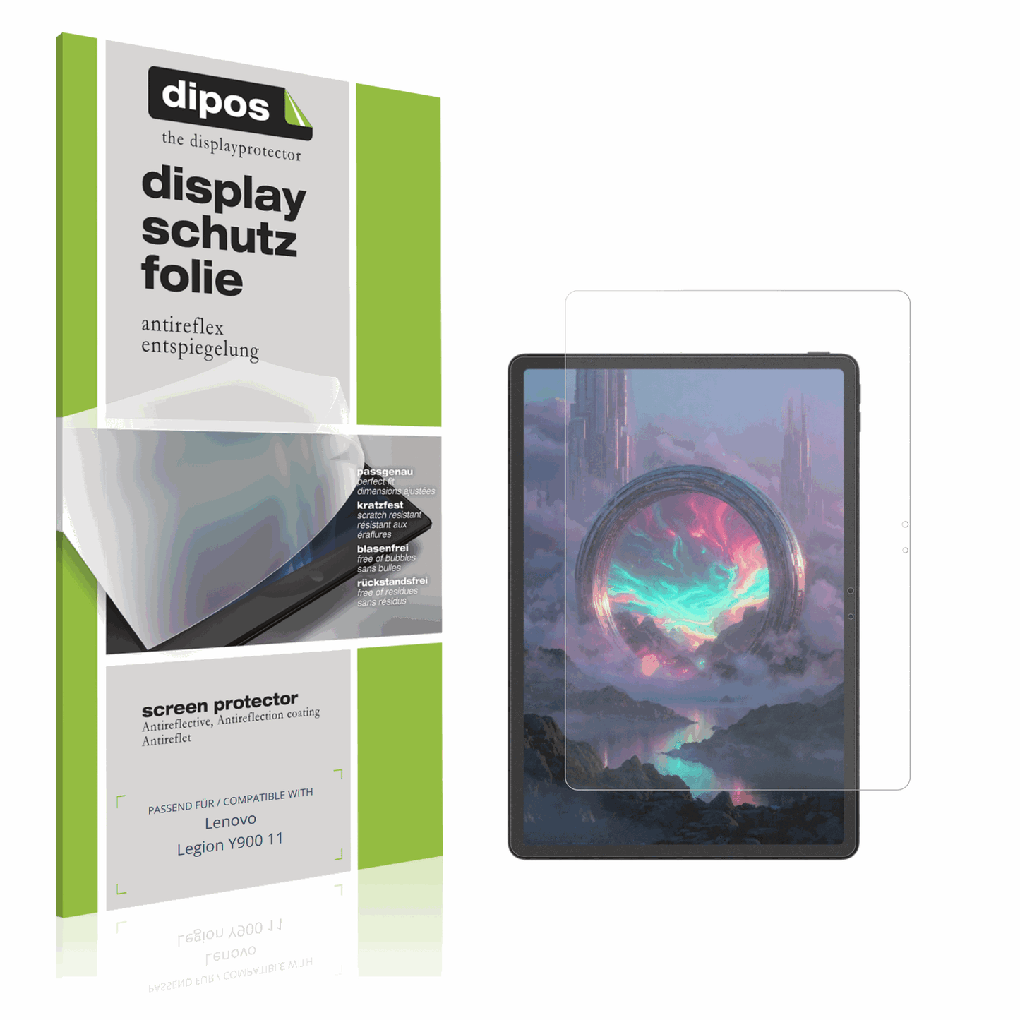 Matte Displayschutzfolie von dipos passend für Lenovo Legion Y900 11, präziser Zuschnitt und blasenfrei montiert