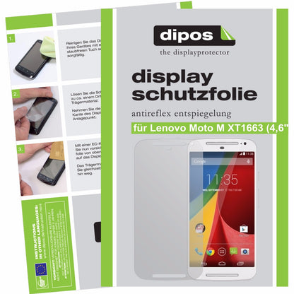 Matte Displayschutzfolie von dipos passend für Lenovo Moto M XT1663 (4,6 Zoll), präziser Zuschnitt und blasenfrei montiert
